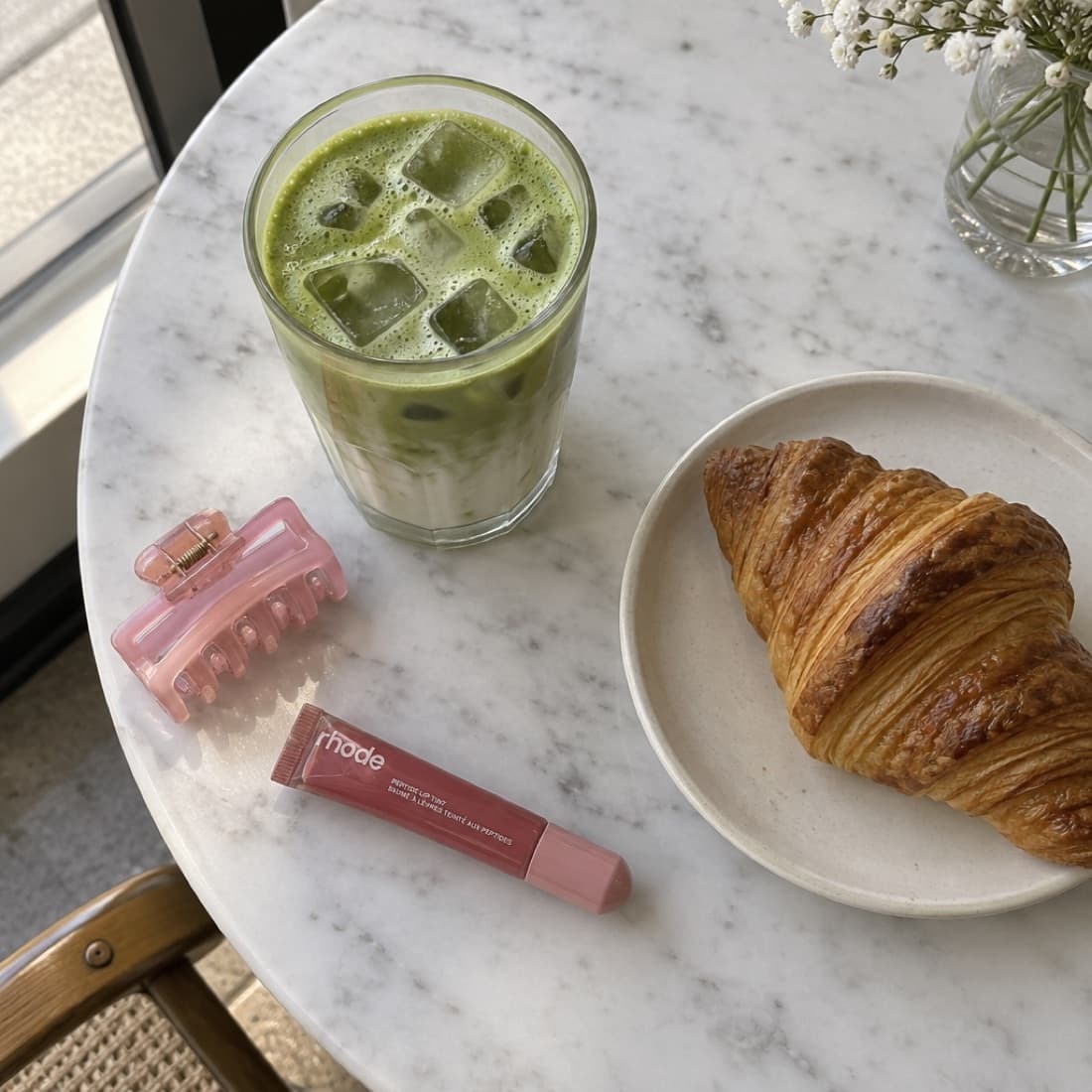 Her iced matcha order